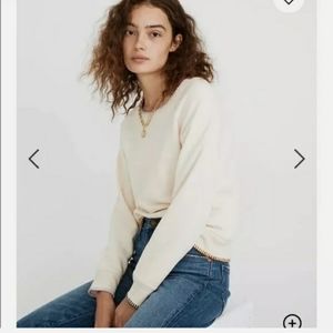 EUC Madewell Women's Size Medium Stitched Shrunken Sweatshirt, Cream/Lilac/Brown